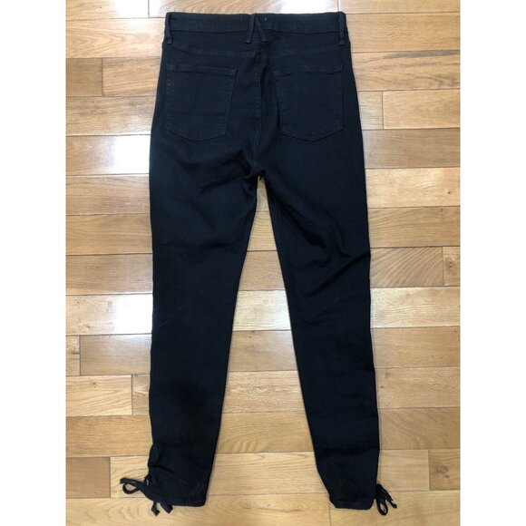 Good American Good Legs Hi Rise Skinny Black Jeans Lace Up Detail Size 8 - Picture 4 of 9